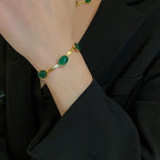 Royal Green Crystal Pendant & Bracelet Set