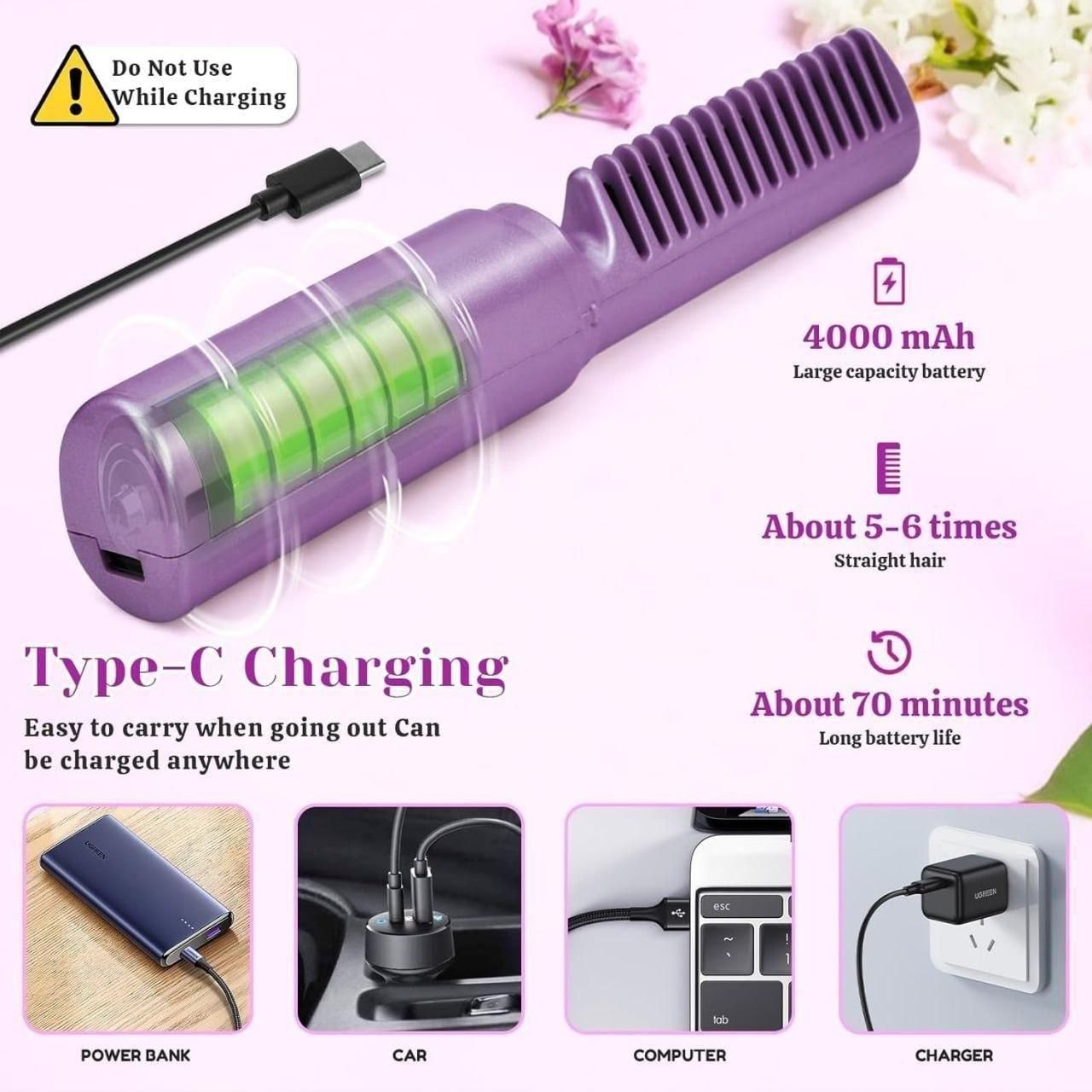 Portable Cordless Rechargeable Mini Adjustable Hair Straightener