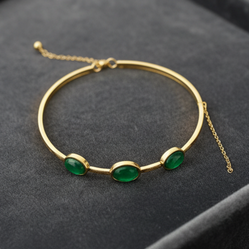 Royal Green Crystal Pendant & Bracelet Set